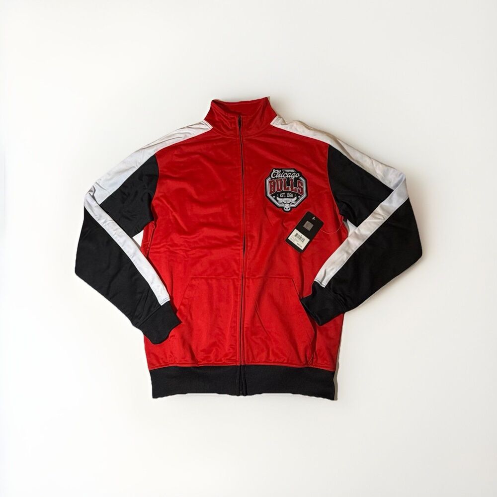 NWT Chicago Bulls Full Zip Track Jacket Red Black Mens Medium NBA